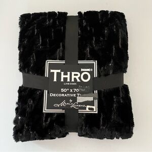Thro Live Cozy by Marlo Lorenz Black Sequin Faux Fur Blanket